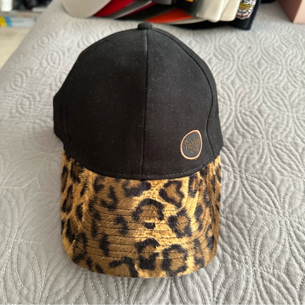 Vintage Rainforest Cafe Black Cheetah Print Hat